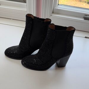 Laurence Dacade Black Sequin Ankle Boots - Chelsea Heels size 39